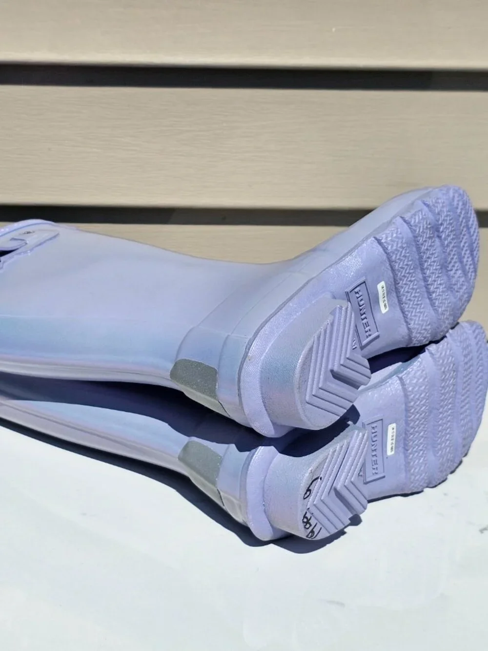 Hunter Nebula Kids Tall Rain Boots (light purple iridescent finish)